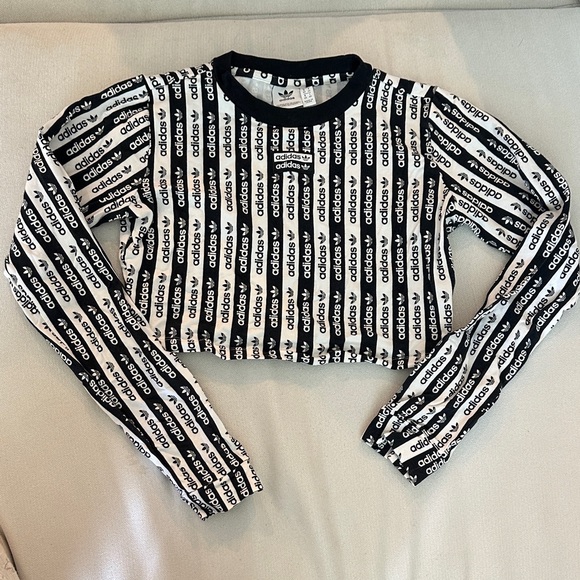 adidas Tops - Adidas Monochrome Logo Crop Sweatshirt